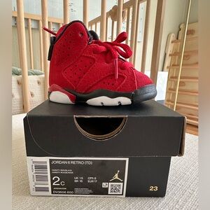Jordan 6 Retro TD Kids Sneakers - Varsity Red and Black